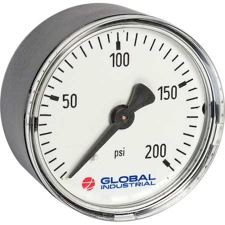 1-1/2 Pressure Gauge, 60 PSI/KG/CM2, 1/8 NPT CBM, Plastic